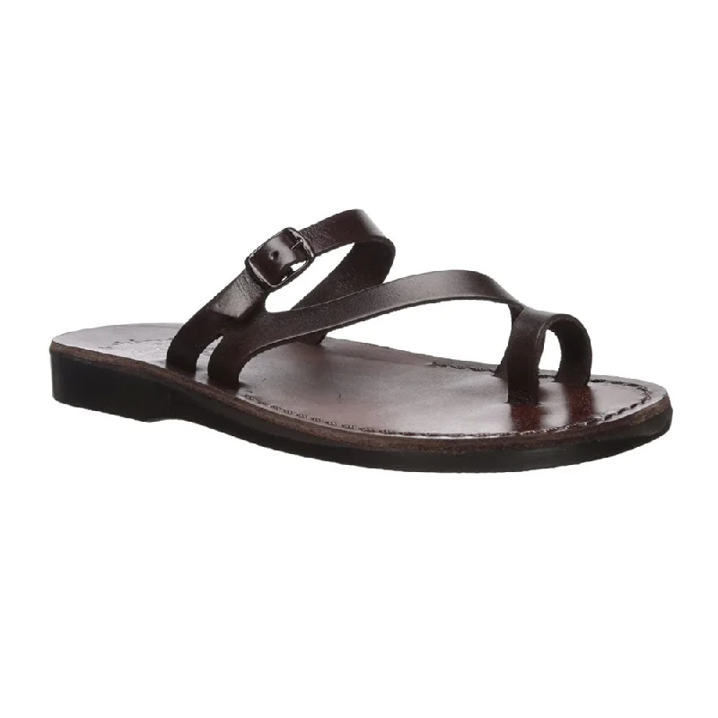 Men's sandals with a wide strap for supportNuri - Leather slide sandals | Brown