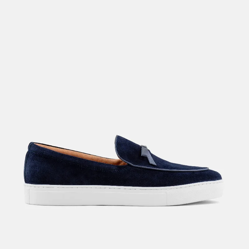 Suede men's loafers for a soft and luxurious feelOdell Navy Suede Belgian Loafer Sneakers