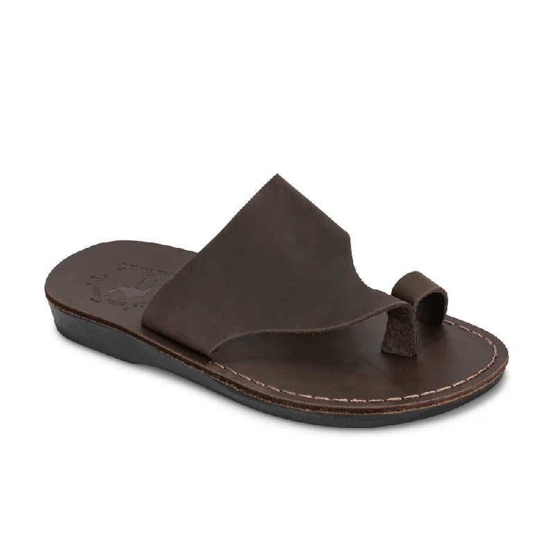 Waterproof men's sandals for water activitiesPetra - Leather Toe Strap Sandal | Brown Nubuck