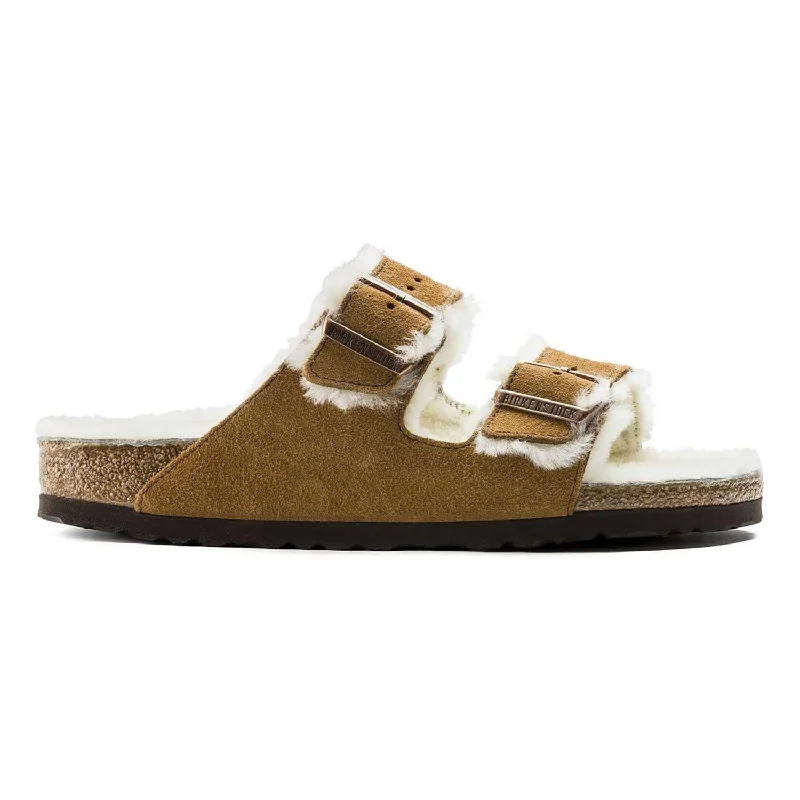 Men's sandals with a rubber sole for tractionBirkenstock Men's Arizona Shearling Mink Suede