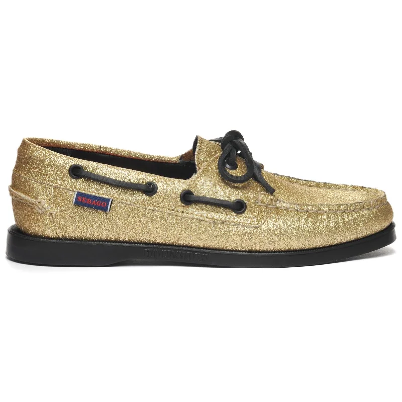 Men's boat shoes in a light - colored leatherPortland Glitter - Yellow Gold & Black