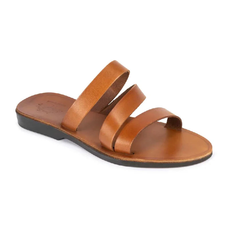 Waterproof men's sandals for water activitiesMila - Leather Triple Strap Sandal | Honey