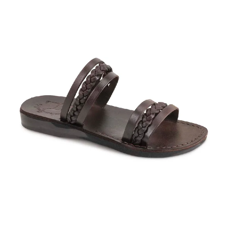 Waterproof men's sandals for water activitiesHazel - Boho Open Toe Braided Strappy Sandals | Brown