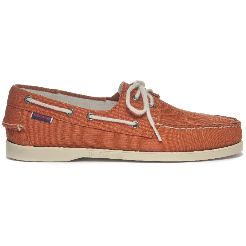 Men's boat shoes with a contrast stitchingPortland Washed Canvas - Brandy