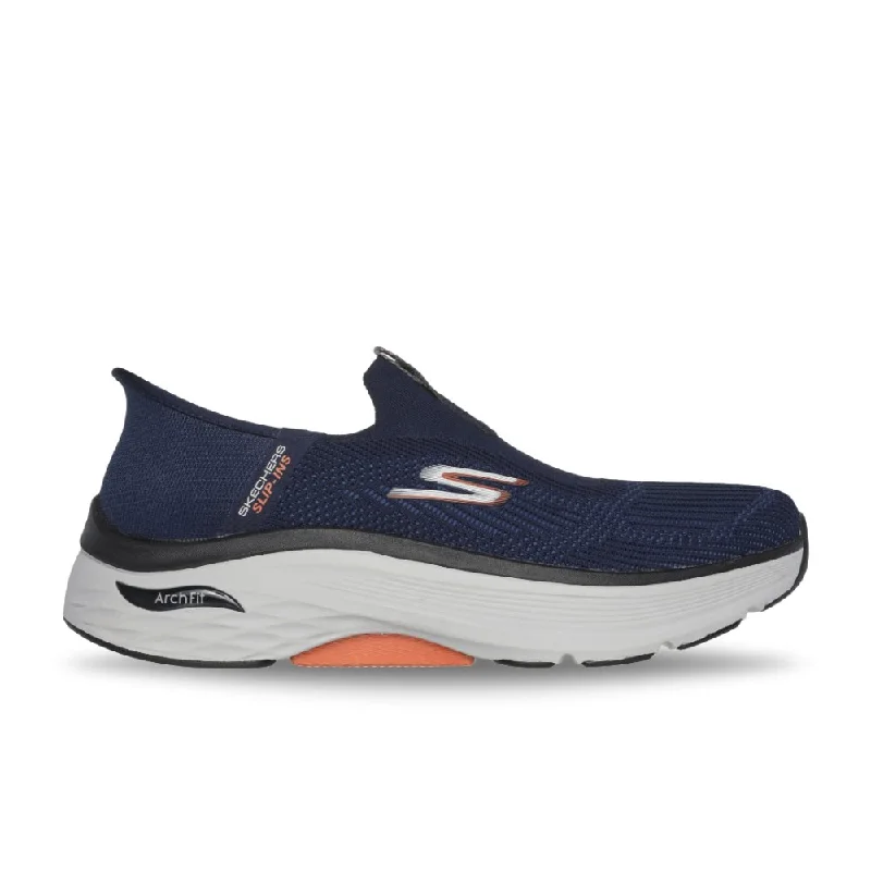 Men's loafers with a perforated leather upper for ventilationSkechers Men's Slip-ins Max Cushioning Arch Fit - Navy