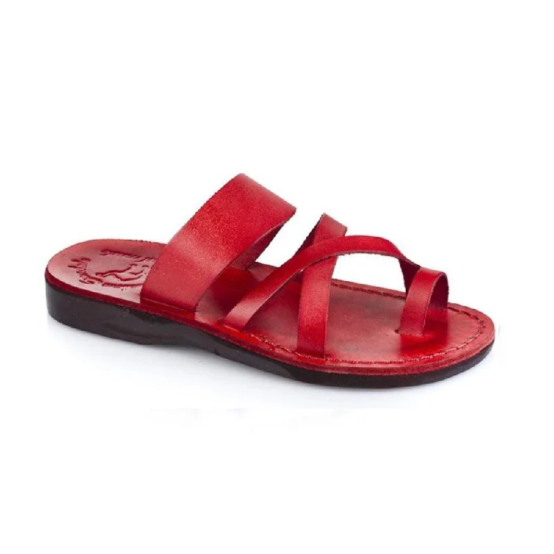 Men's sandals with a decorative buckle or charmThe Good Shepherd - Leather Toe Loop Sandal | Red