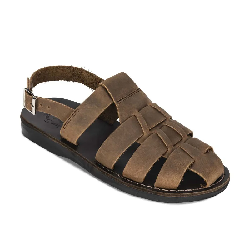 Men's sandals with a toe post designMichael - Closed Toe Leather Fisherman Sandal | Oiled Brown