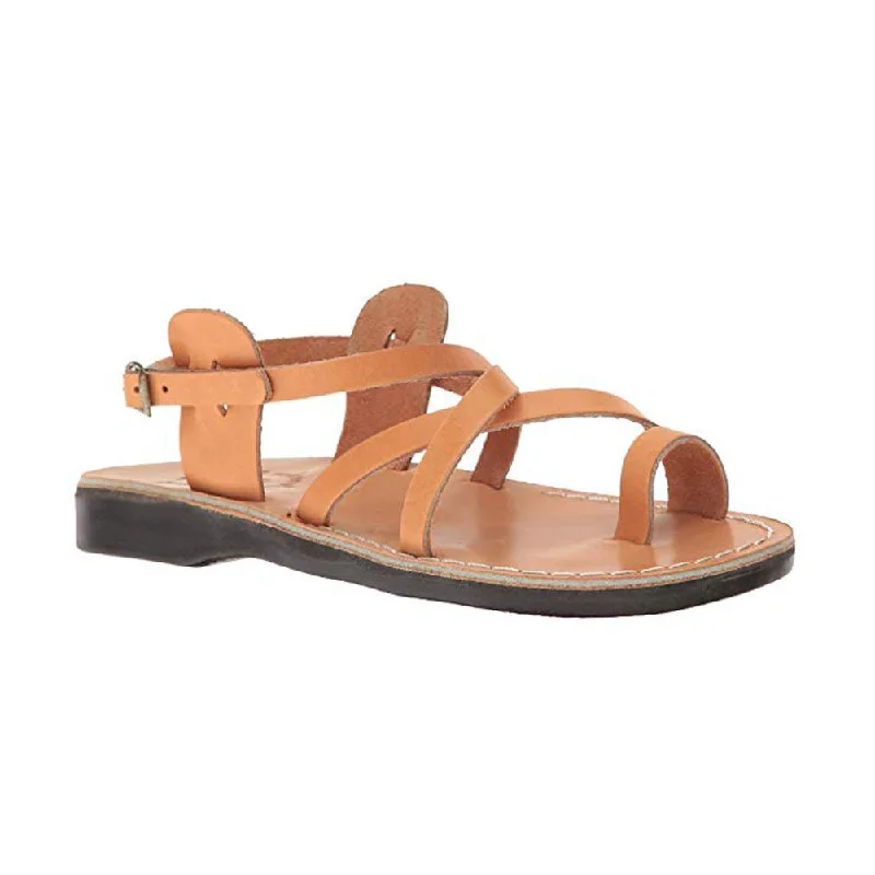 Men's sandals with a contrast stitching detailThe Good Shepherd Buckle - Leather Toe Loop Sandal | Tan