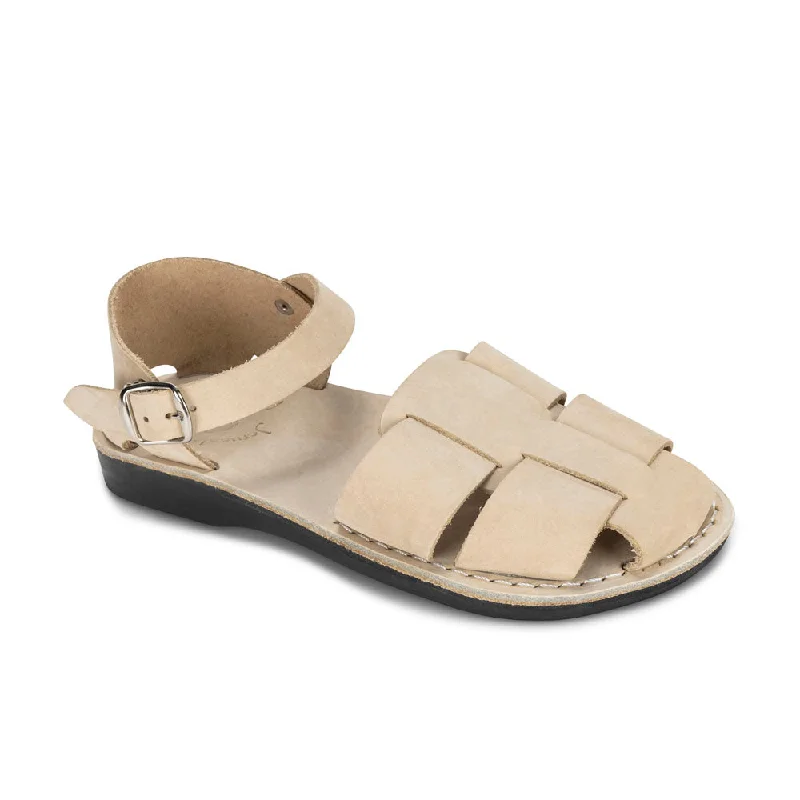 Men's leather sandals with an adjustable strapGemma - Leather Adjustable Strap Sandal | White Nubuck