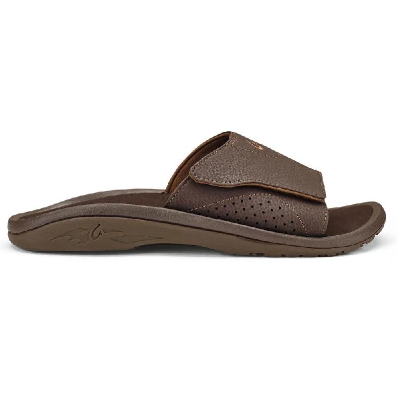 Men's leather sandals with an adjustable strapOluKai Nalu Slide Sandal Dark Java (Men's)