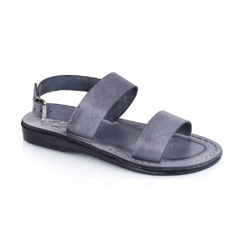 Men's sandals with a decorative buckle or charmGolan - Leather Slingback Flat Sandal | Grey