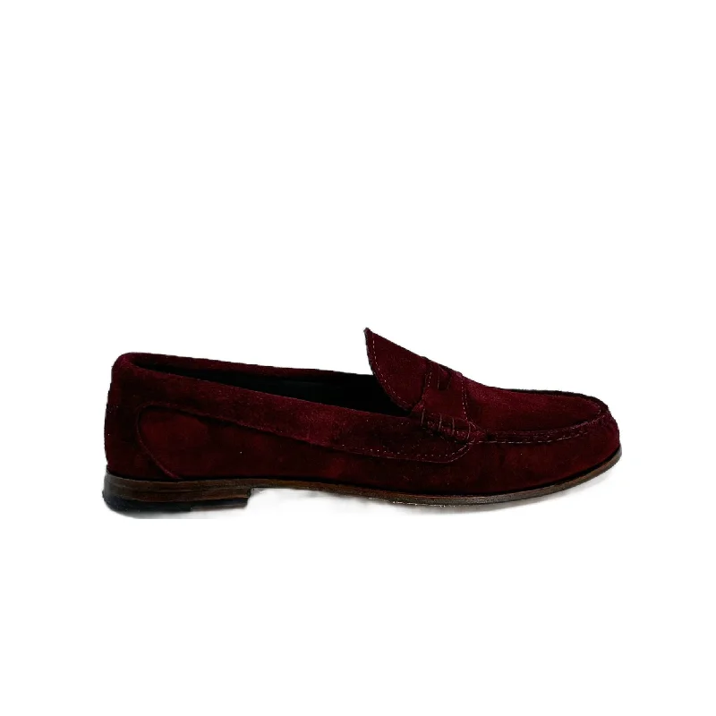 Men's loafers with a perforated leather upper for ventilationKKB Penny Loafer: Burgundy Suede