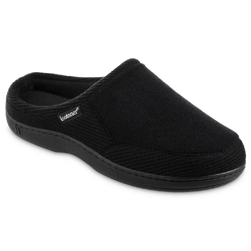 Men's slippers with a logo patch on the sideMen's Microterry and Waffle Travis Clog Slippers