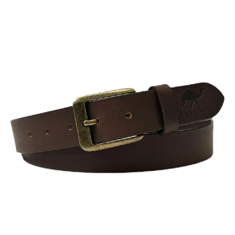 Men's sandals with a rubber sole for tractionThe Jericho Belt - Classic Brown Leather Belt | Bronze