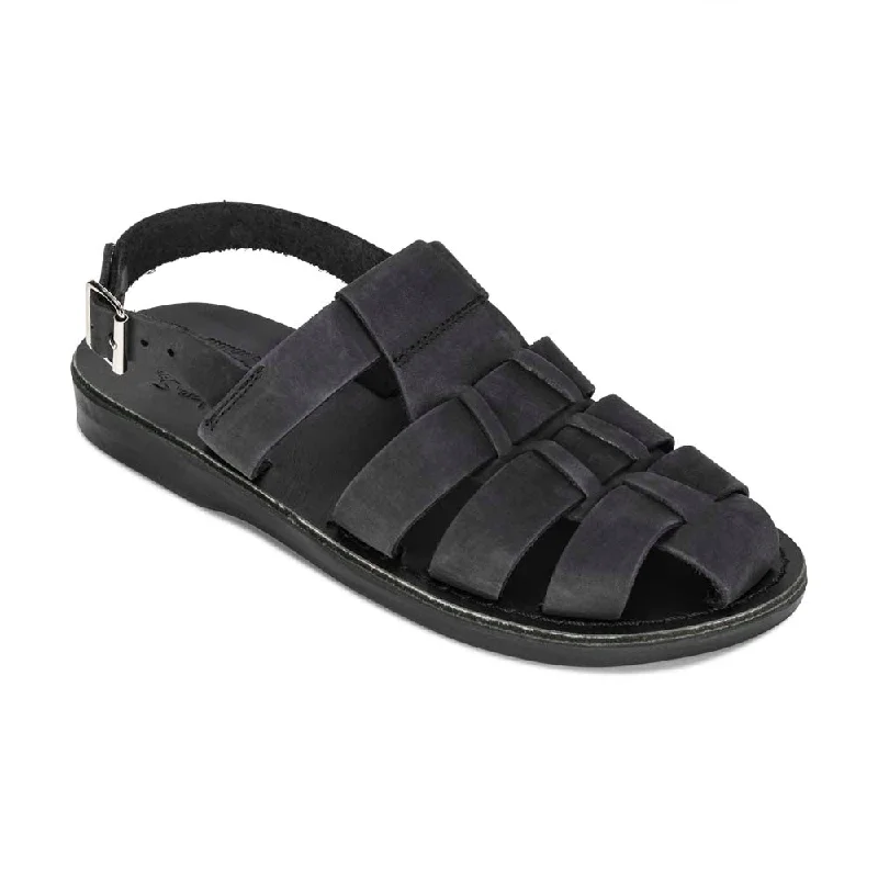 Men's sandals with a removable insole for cleaningMichael - Closed Toe Leather Fisherman Sandal | Black Nubuck