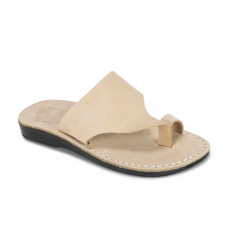 Flip - flop style men's sandals for beach wearPetra - Leather Toe Strap Sandal | White Nubuck