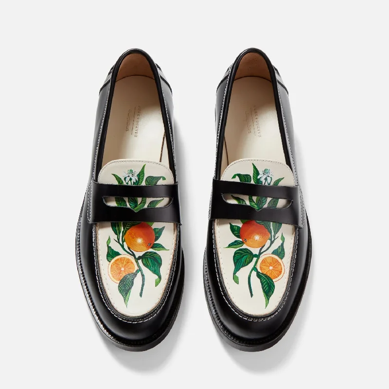 Men's loafers with a leather lining for comfortWilde Hand-Painted Orange Penny Loafer - Men's