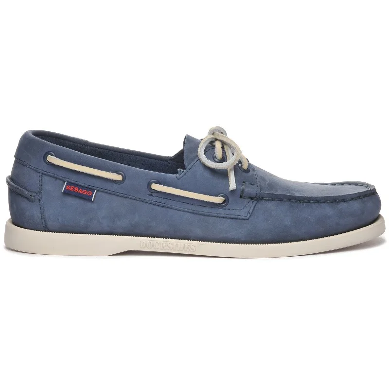 Men's boat shoes with a branded logo on the sideDocksides Portland Nubuck - Navy Blue