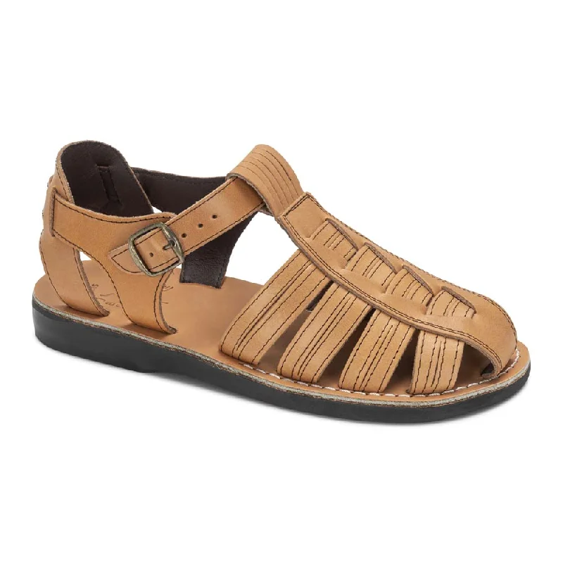 Men's sandals with a contrast stitching detailBarak - Leather Closed Toe Sandal | Tan