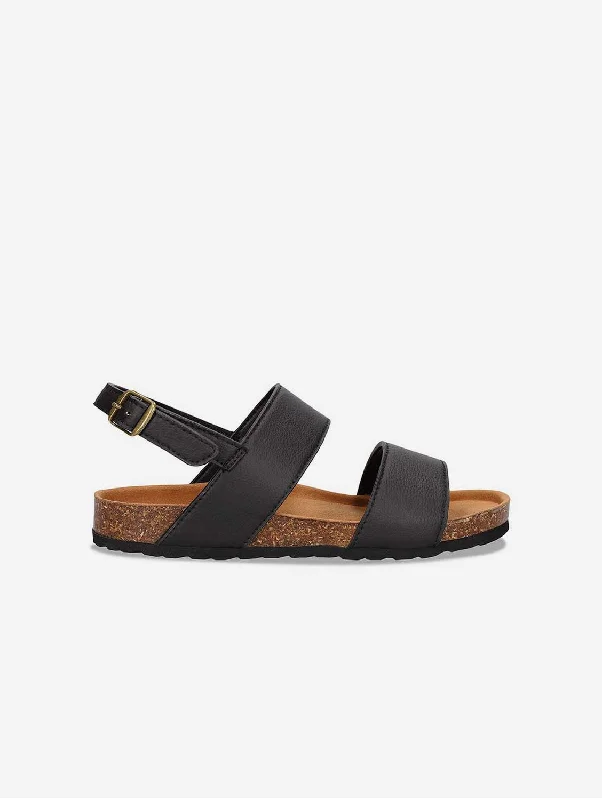 Men's sandals with a stretchy strap for a better fitMak Unisex Vegan Apple Leather Sandals | Black