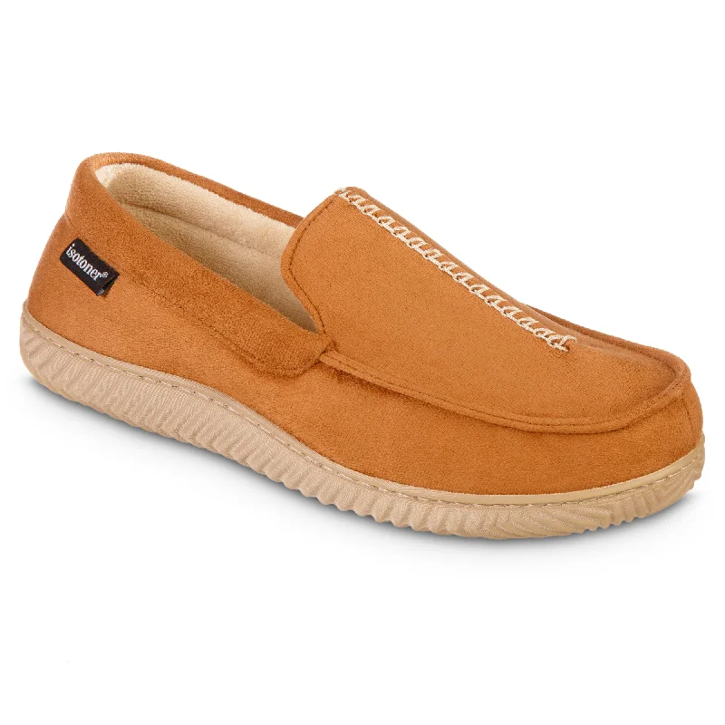 Men's slippers in a warm color like red or brownMen's Advanced Memory Foam Microsuede Liam Moccasin Slippers