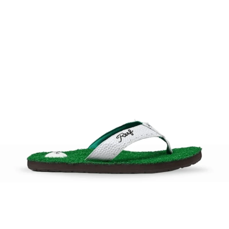 Men's sandals with a perforated leather upper for ventilationReef Men's Mulligan II Flip Flops - Green