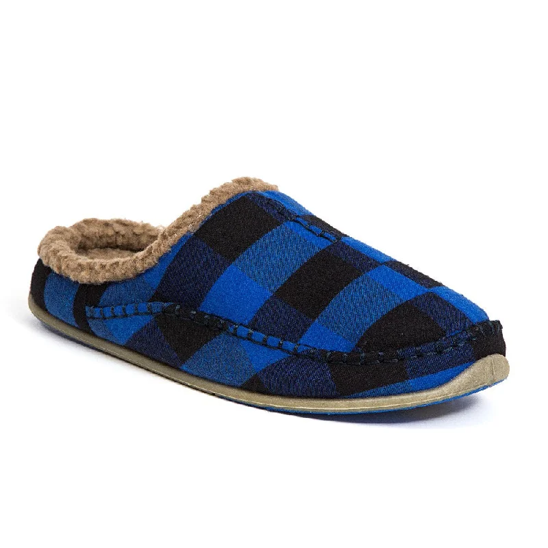 Leather men's slippers with a mule styleNordic Unisex in Blue/Black