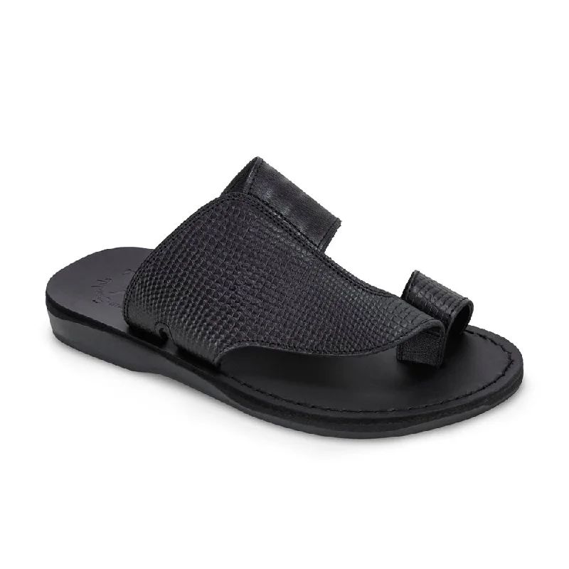 Men's sandals with a cushioned footbedPeter LE - Leather Toe Strap Sandal | Black Alligator