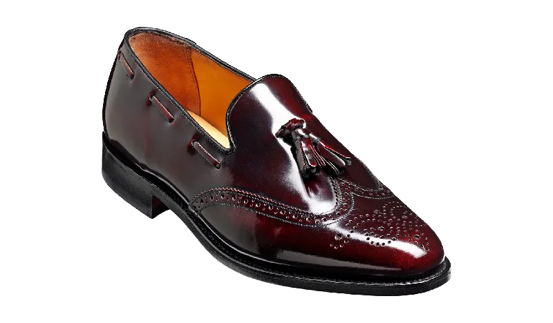 Men's loafers with a contrast stitching detailClive - Burgundy Hi-Shine