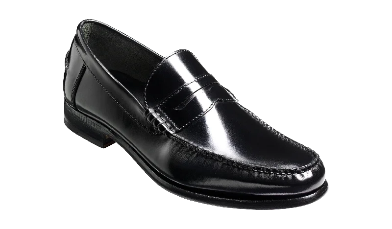 Men's loafers with a stretchy side panel for a better fitNewington - Black Hi-Shine