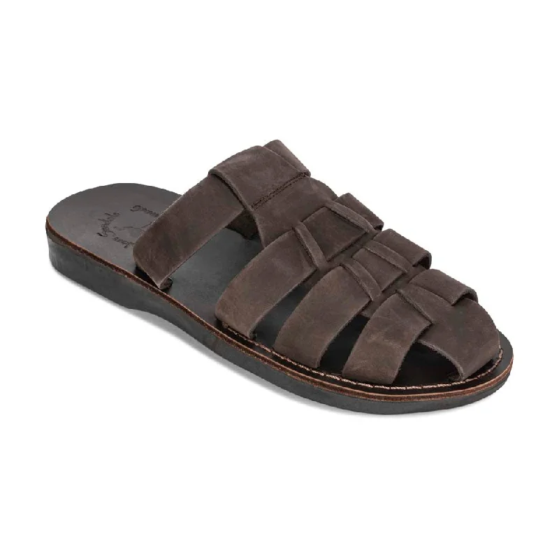 Men's sandals with a contrast stitching detailMichael Slide - Leather Pacific Slide Sandal | Brown Nubuck