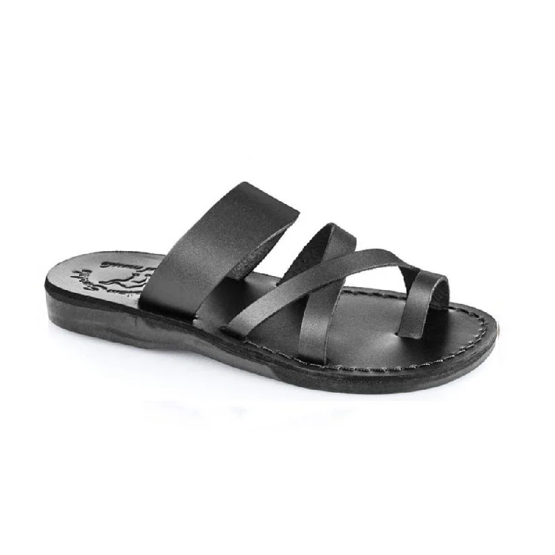 Men's sandals with a perforated leather upper for ventilationThe Good Shepherd - Leather Toe Loop Sandal | Black