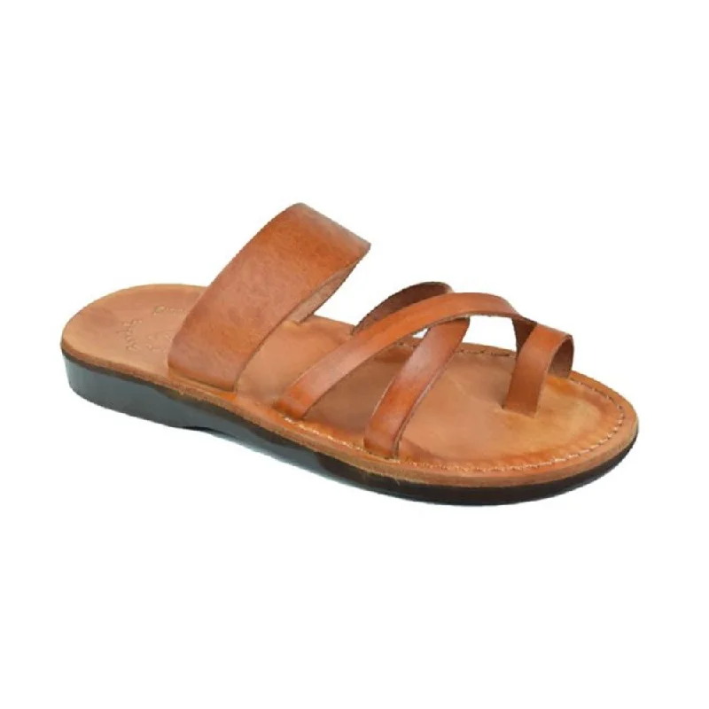 Men's sandals in a neutral color like black or brownThe Good Shepherd - Leather Toe Loop Slide | Honey