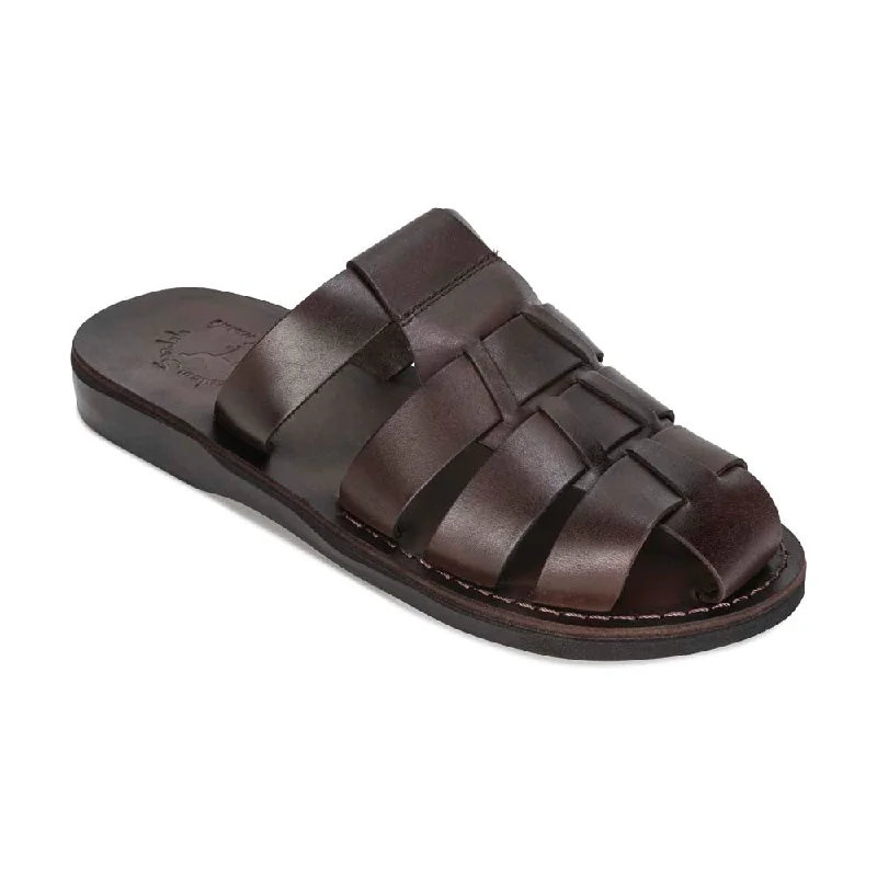 Men's sandals with a decorative buckle or charmMichael Slide - Leather Pacific Slide Sandal | Brown