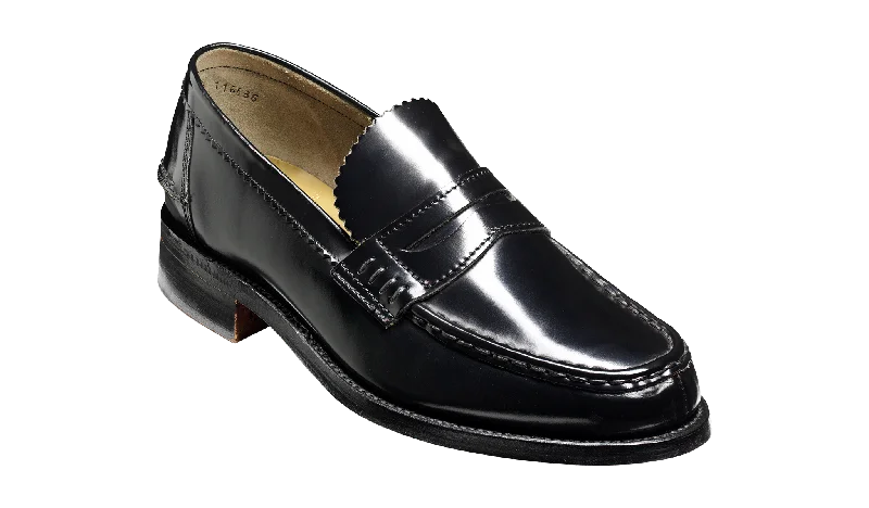 Men's leather loafers with a penny slotCaruso - Black Hi-Shine