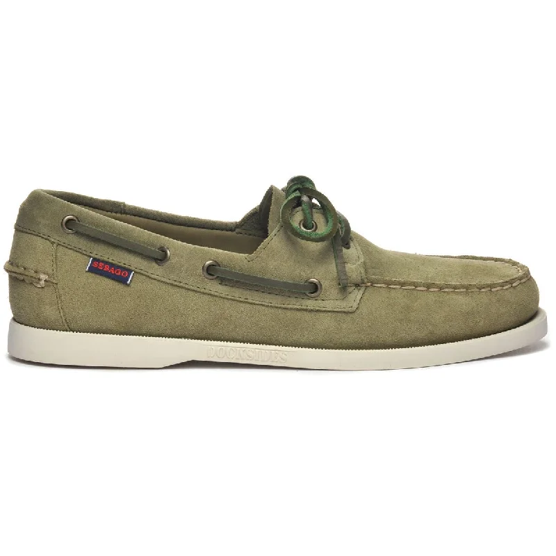 Men's boat shoes with a contrast stitchingPortland Roughout - Forest Green