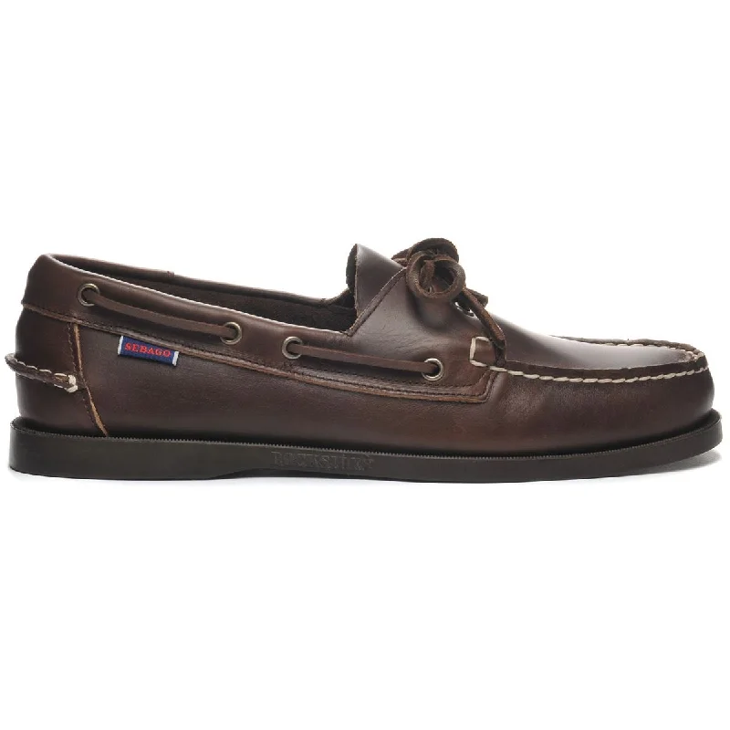 Men's boat shoes with a leather lacing systemPortland Waxed - Dark Brown