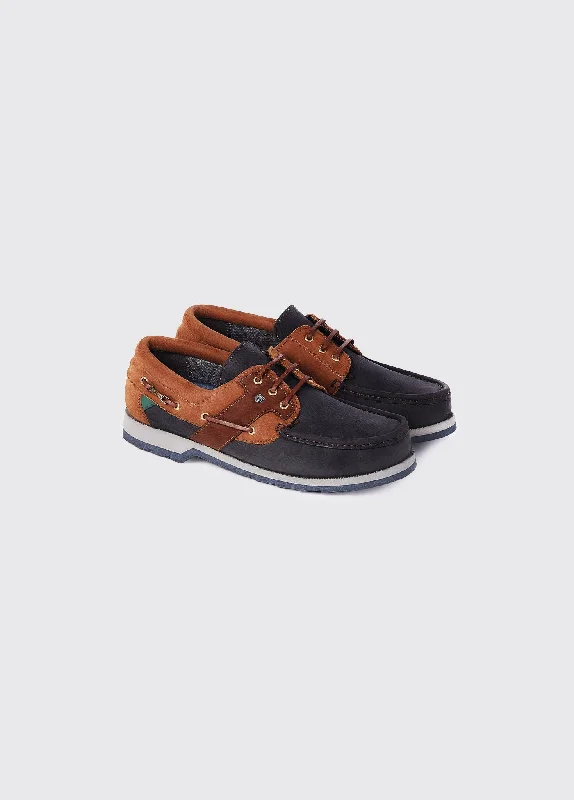 Waterproof men's boat shoes for boating activitiesClipper Boat Shoe - Navy/Brown