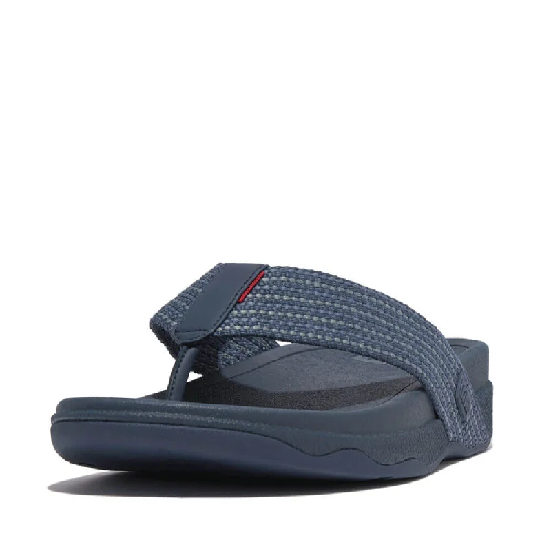 Men's sandals with a wide strap for supportFitFlop Men's Surfer Weave Stripe Sandals - Teal Blue Mix