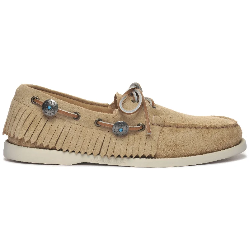 Men's boat shoes with a moc - toe designPortland Fringes - Camel