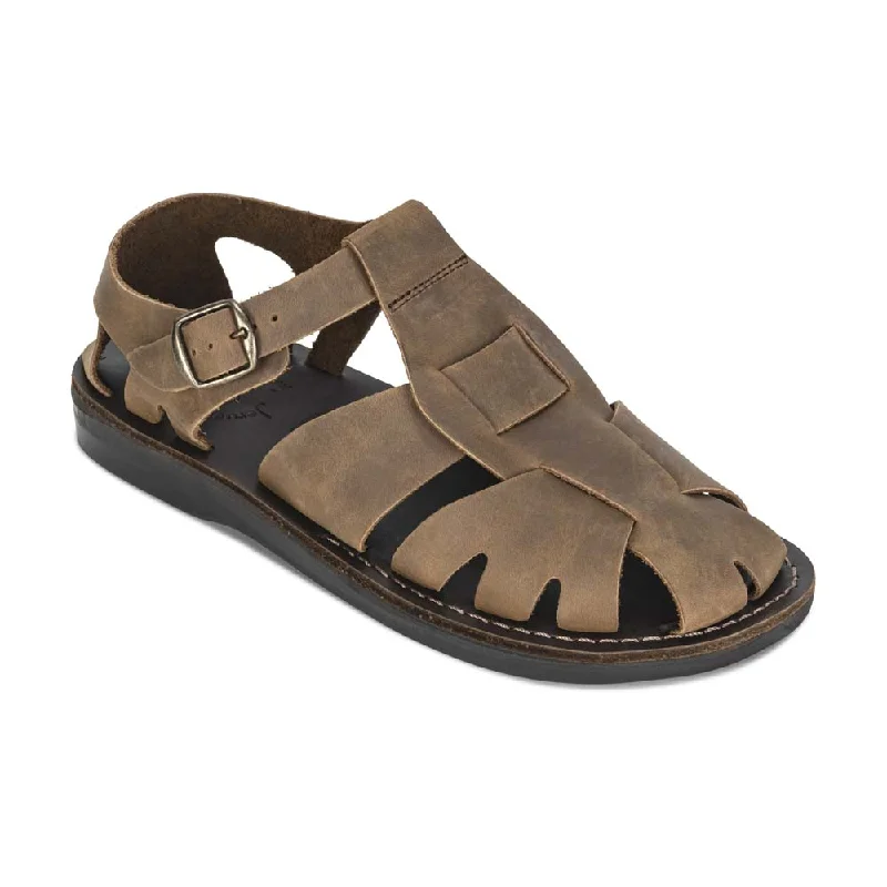 Men's sandals with a toe post designFinn - Leather Nomad Sandal | Oiled Brown