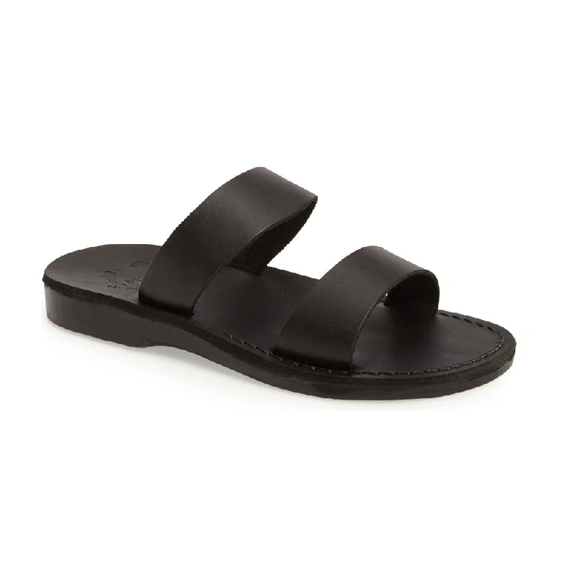 Men's sandals with a shock - absorbing insoleAviv - Leather Wide Strap Sandal | Black