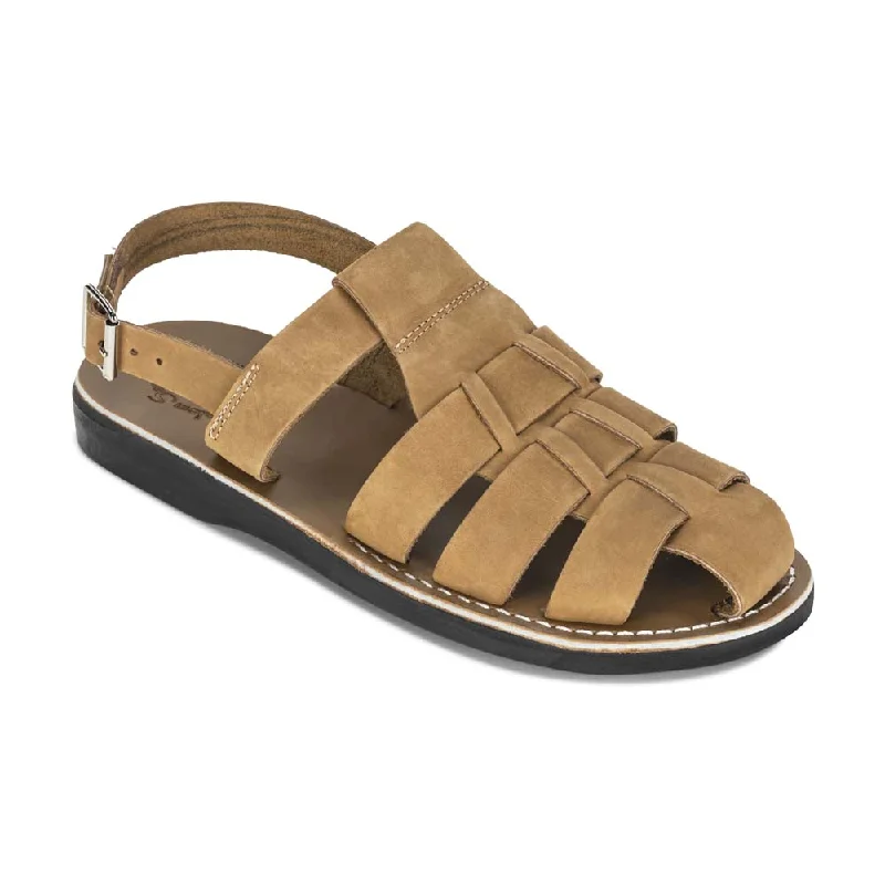 Men's sandals with a shock - absorbing insoleMichael - Closed Toe Leather Fisherman Sandal | Tan Nubuck