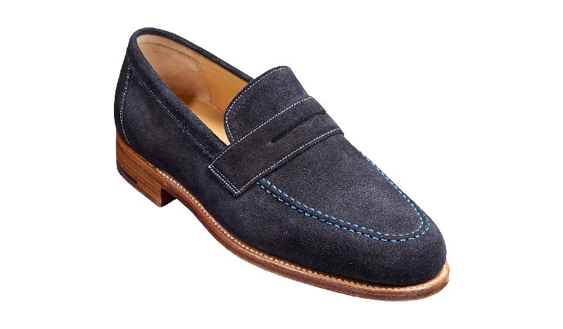 Men's loafers with a moc - toe designJevington - Dark Navy Suede