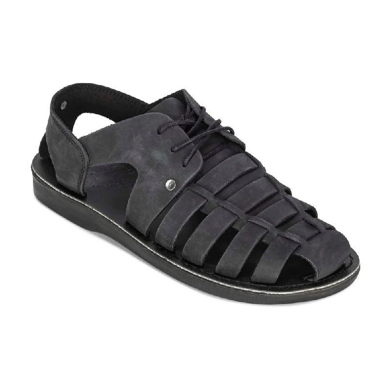 Men's sandals with a durable outer soleElliot - Leather Riverside Explorer Sandal | Black Nubuck