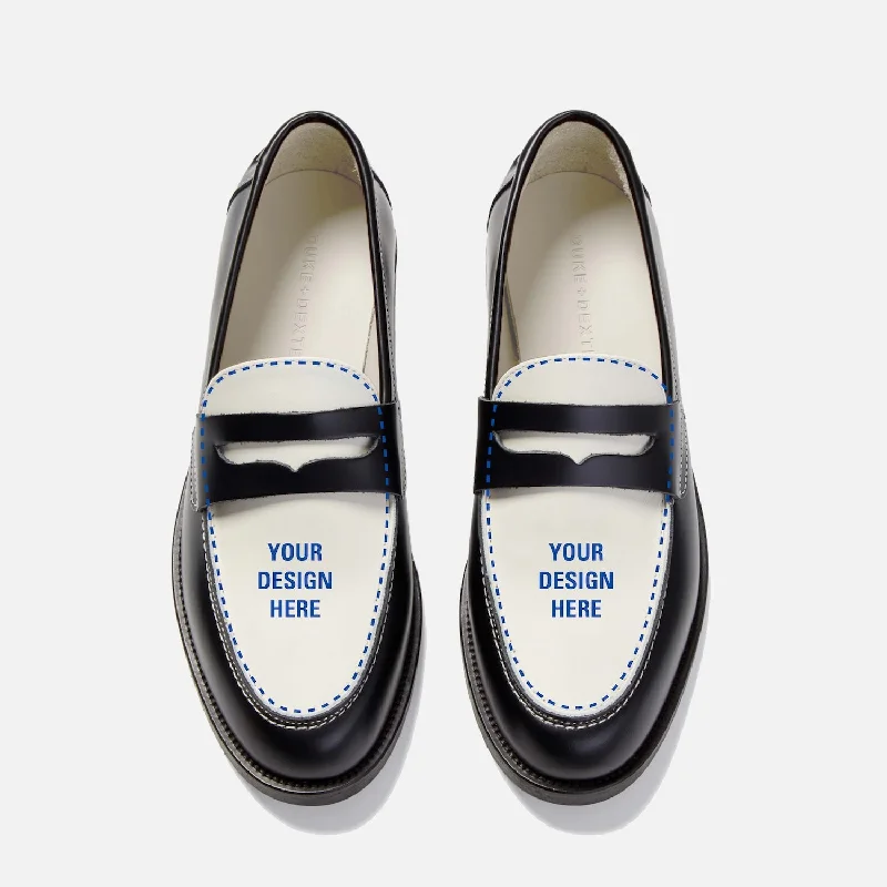 Men's leather loafers with a penny slotHand-Painted Shoe - Men's