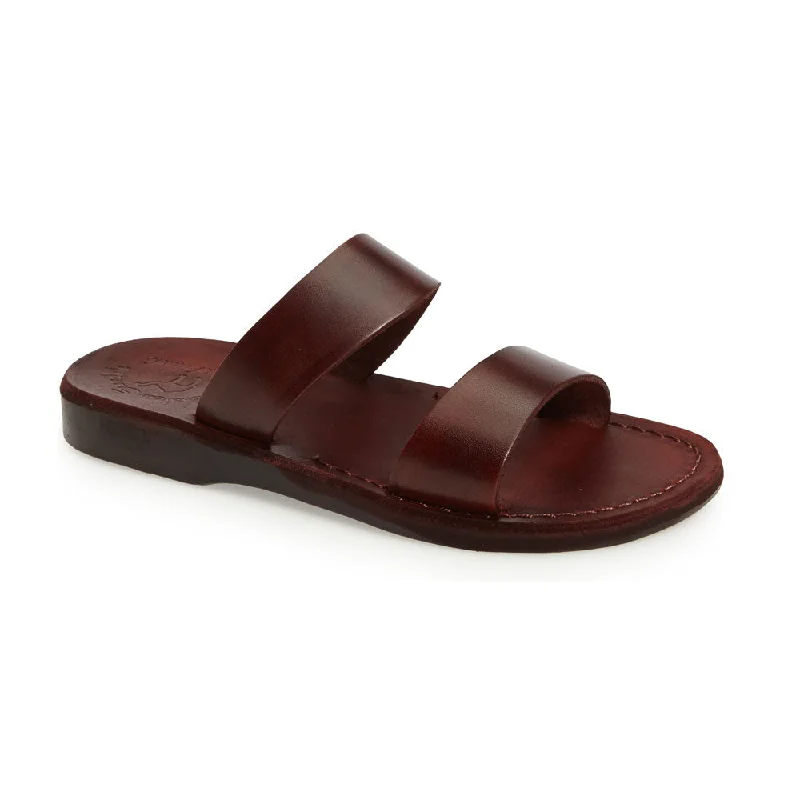 Men's sandals with a contrast stitching detailAviv - Leather Wide Strap Sandal | Brown