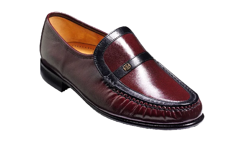 Men's loafers with a low - heeled designJefferson - Burgundy / Black Kid