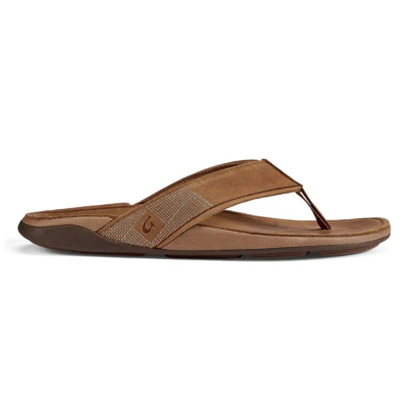 Men's sandals with a durable outer soleOluKai Men's Tuahine Toffee Leather