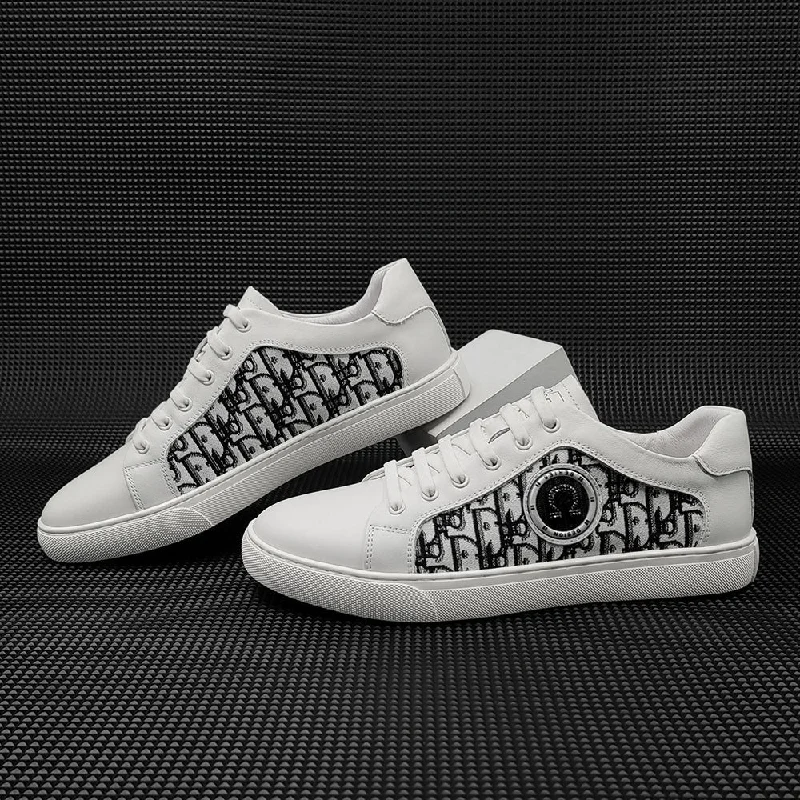 Men's casual shoes with a geometric patternMen Fashion Textile Canvas Flat Casual Shoes